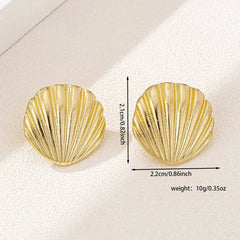 Satinless Steel Seashell Shaped Earrings  - Each Pair