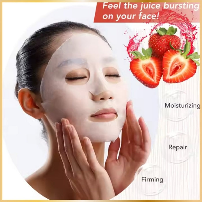 O'MAYLN Radiance and Hydration Strawberry Facial Mask - 10 PCS