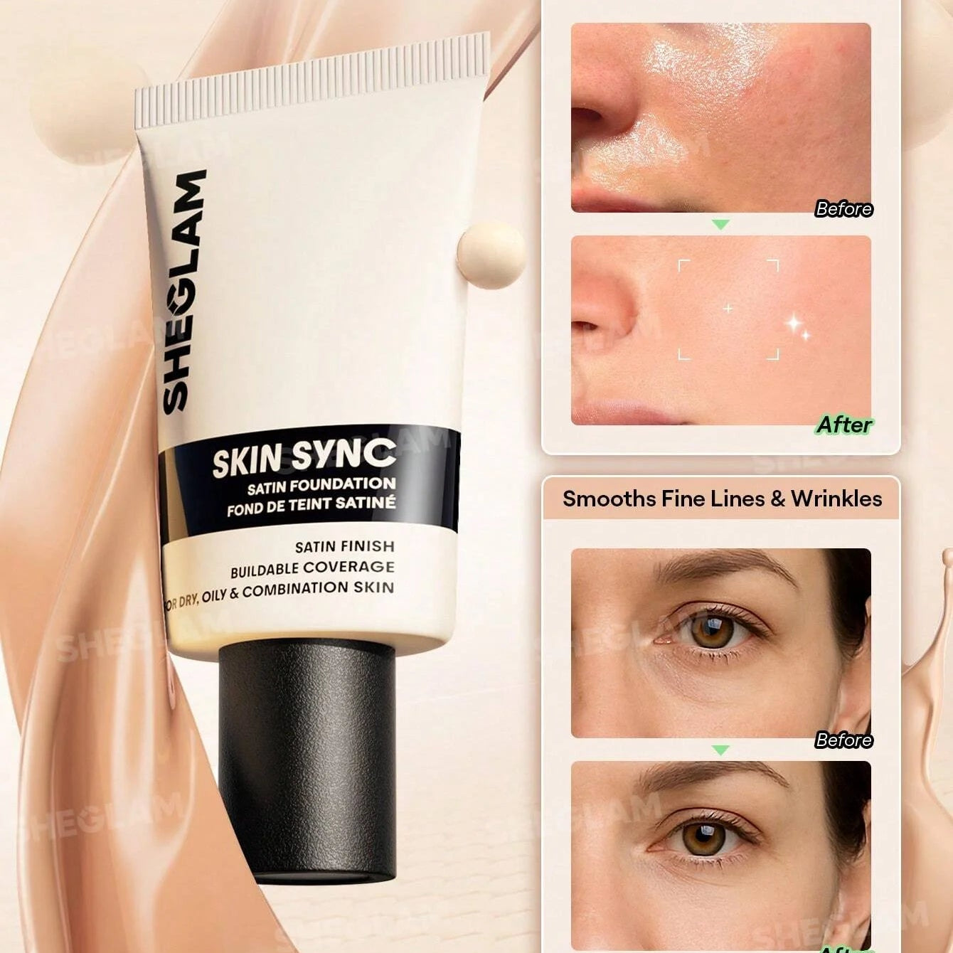 Sheglam Skin Sync Satin Foundation - Bamboo