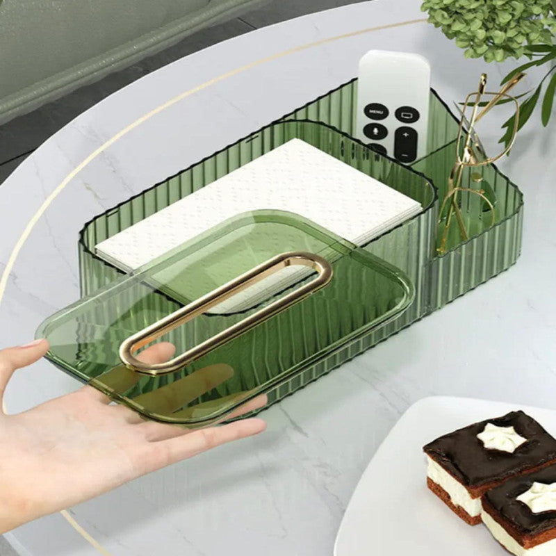 Acrylic Tissue Box with Multi-Grid Design for Home
