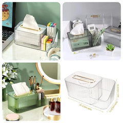 Acrylic Tissue Box with Multi-Grid Design for Home