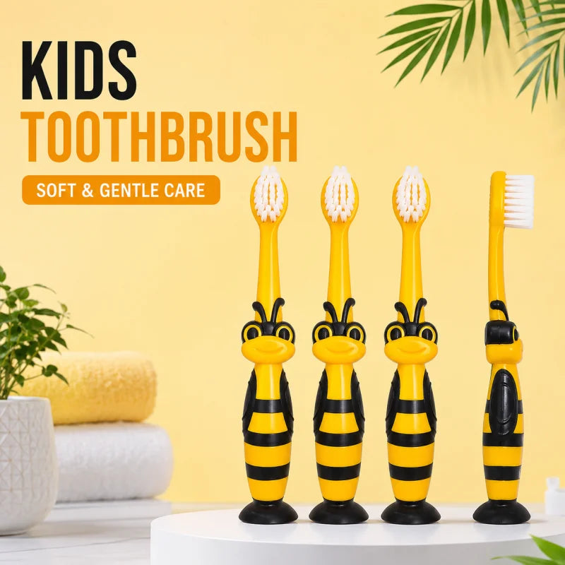 Make brushing fun for kids Cute bee design toothbrush with protective case - Each