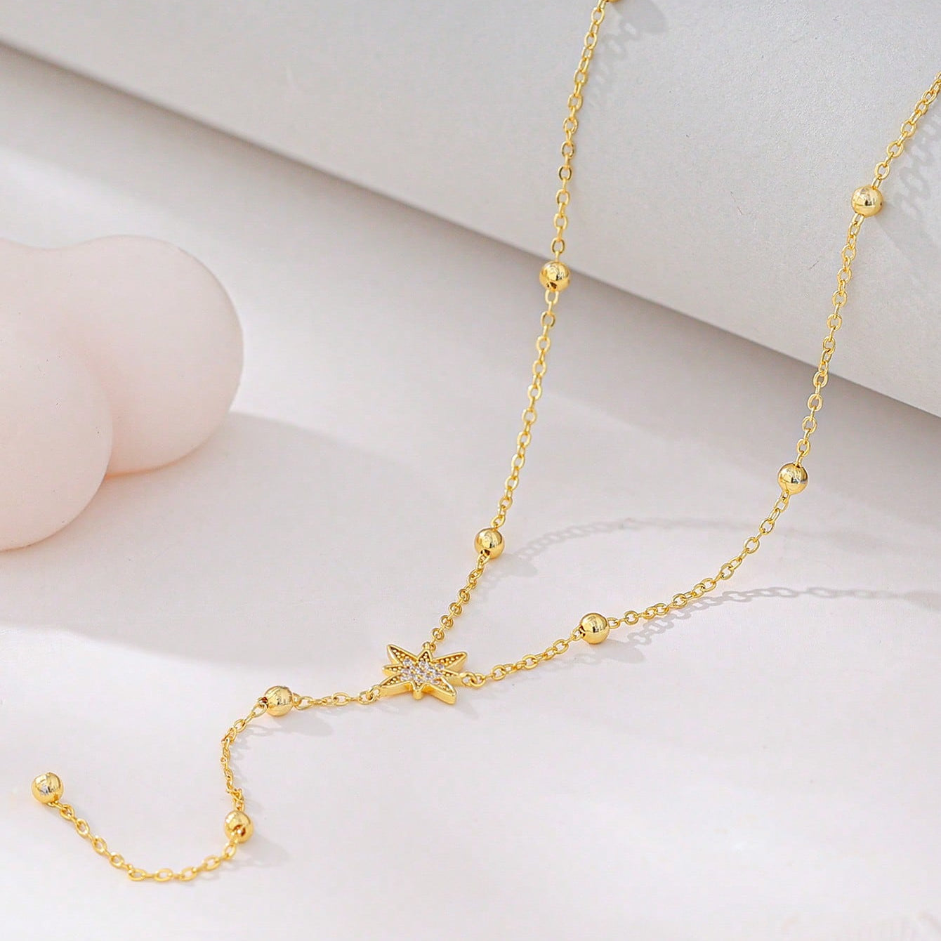 Stainless Steel Zirconia Teardrop Y-Necklace - each