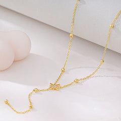 Stainless Steel Zirconia Teardrop Y-Necklace - each