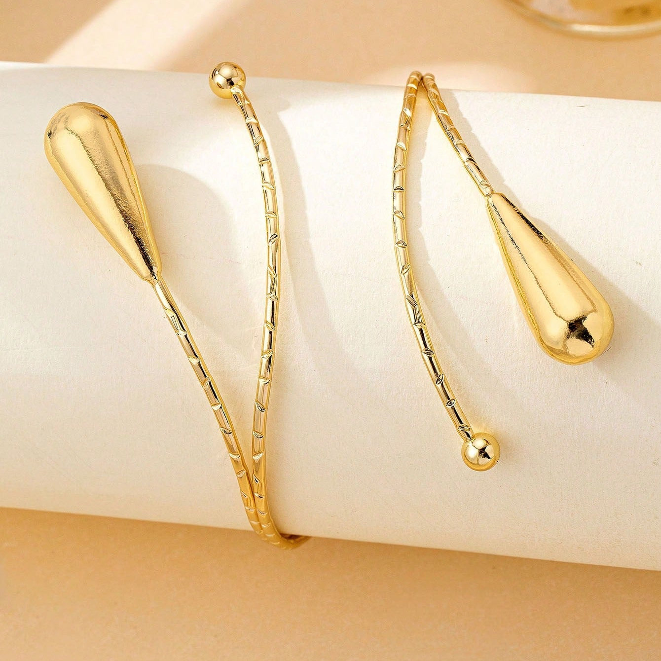 Stainless Steel Minimalist Vintage Elegant Water Drop arm cuff - Each