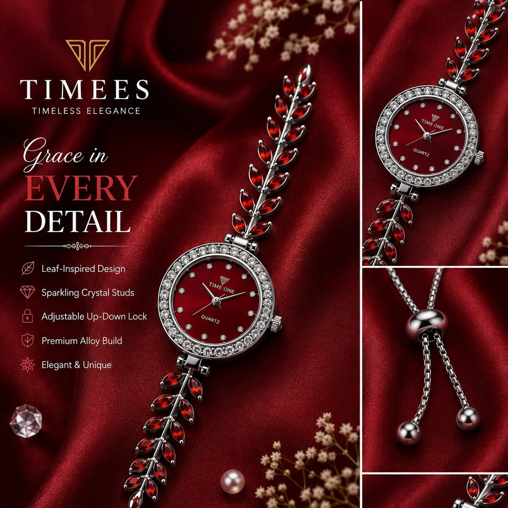Timeless Elegance Leaf-Inspired Quartz Bracelet Watch