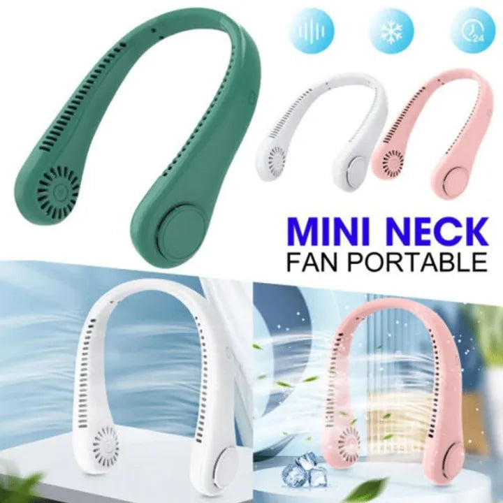 Portable Bladeless Neck Fan – USB Rechargeable 360° Cooling Hanging Fan