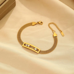 Stainless Steel Inlay And Snake Chain Bracelet - Each