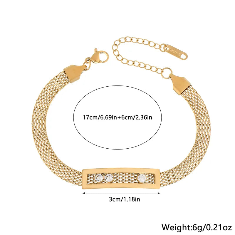 Stainless Steel Inlay And Snake Chain Bracelet - Each