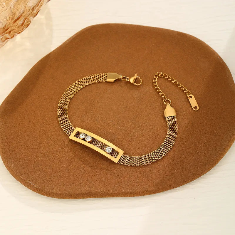 Stainless Steel Inlay And Snake Chain Bracelet - Each