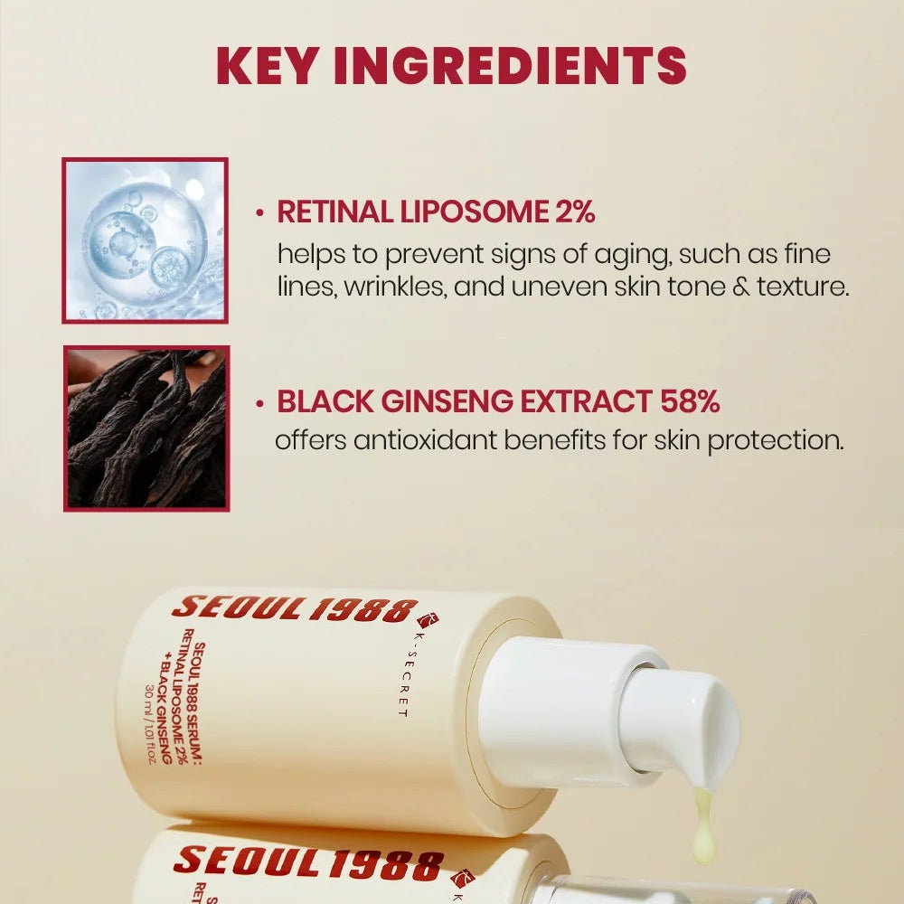 KSecret - Seoul 1988 Serum: Retinal Liposome 2% + Black Ginseng - 30ml