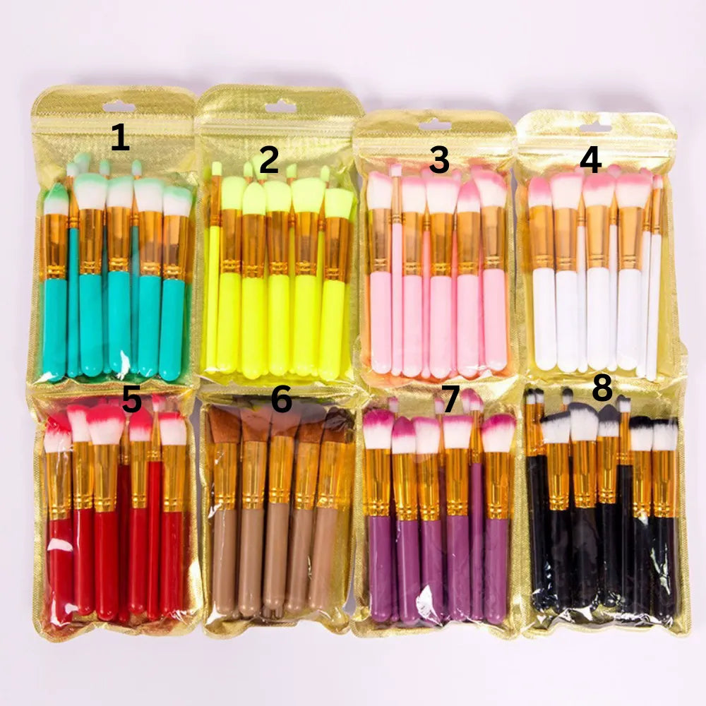 10Pcs Makeup Brush Set Soft Nylon Hair Vegan