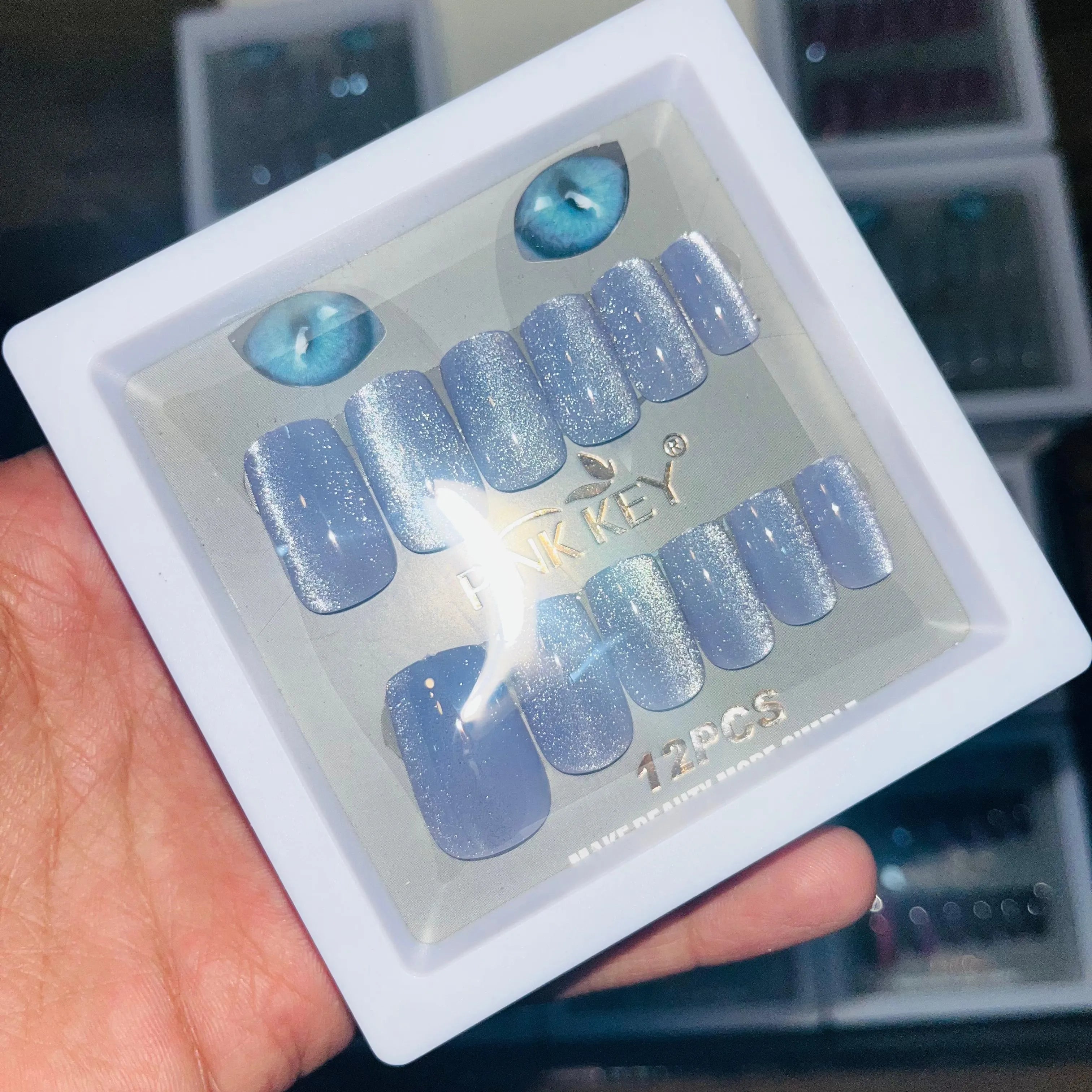 Pink key Stylish Shiny Artifical Nails (12 Pcs)