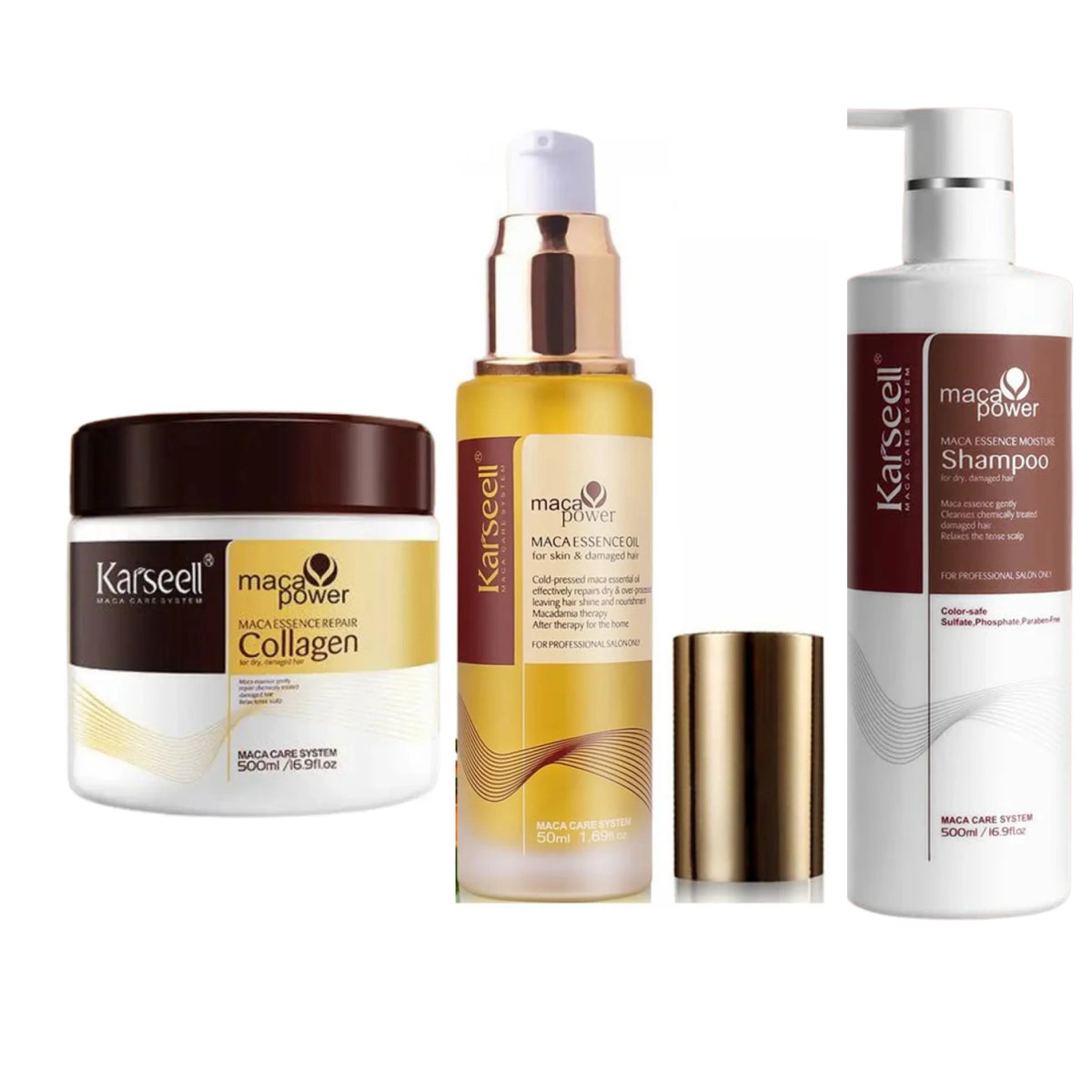 Karseell 3 in 1 Set – 500ml Hair Mask, 500ml Shampoo, 50ml Maxa Essence Oil