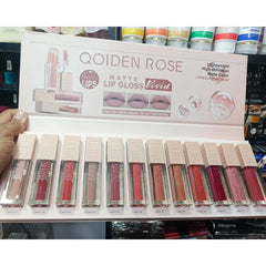 Qoiden Rose Matte Lipgloss - 12 Pcs Set