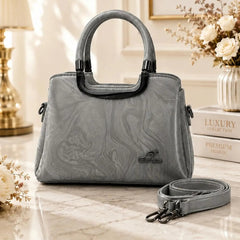 Kangaroo Kingdom Marble Print Top Handle Shoulder Bag with Strap