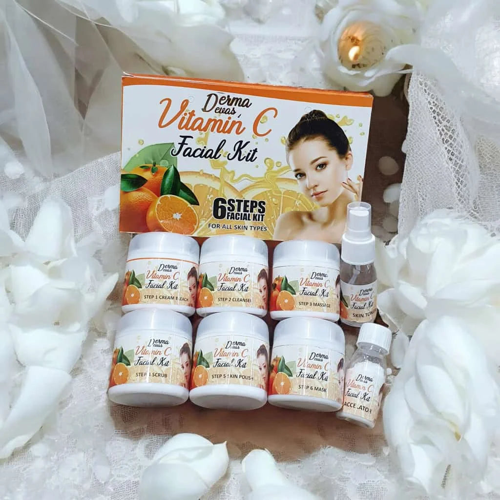 Derma Vitamin C Facial Kit All Skin Type With Bleach| Pack Of 6