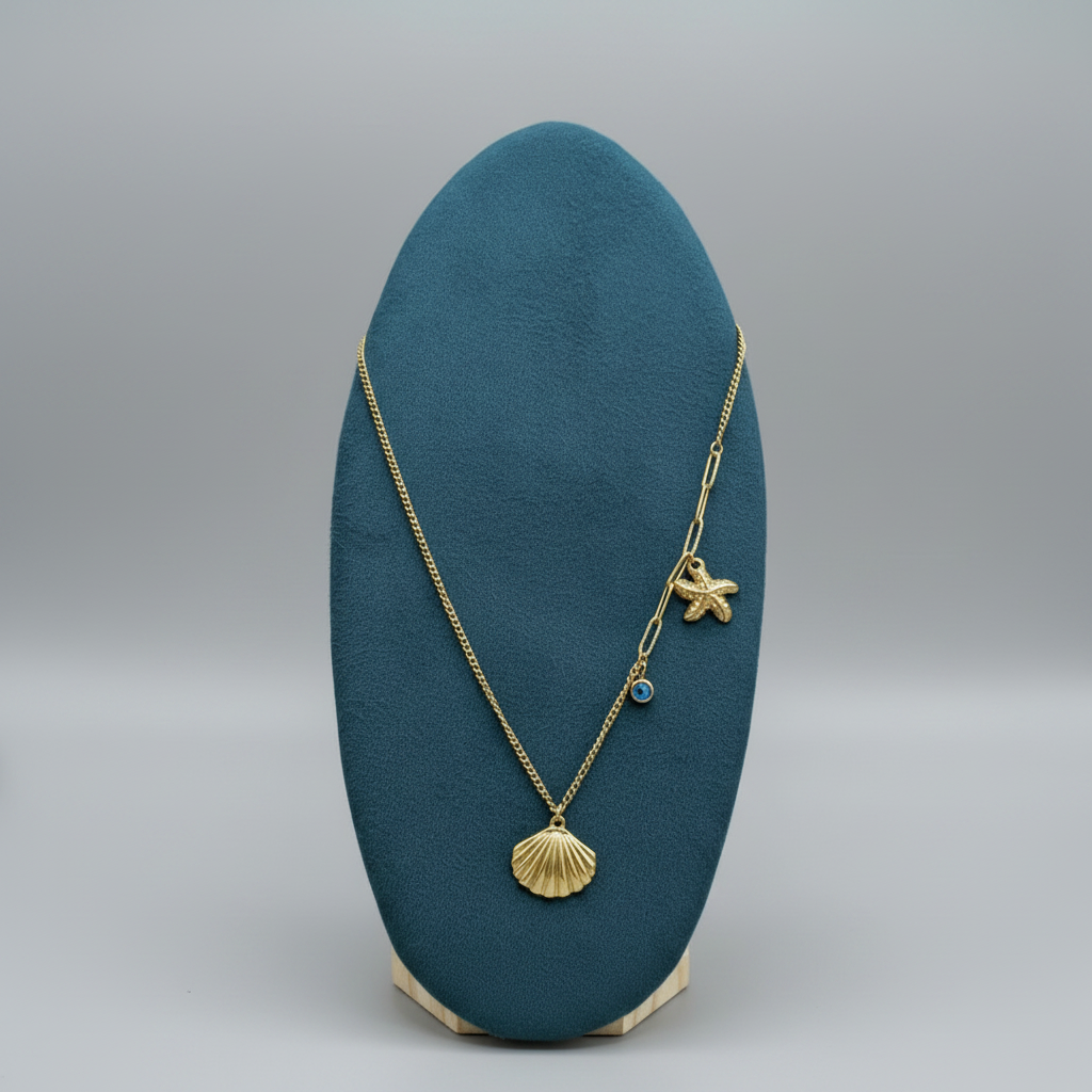 Stainless Steel  gold-tone coastal charm necklace - Each
