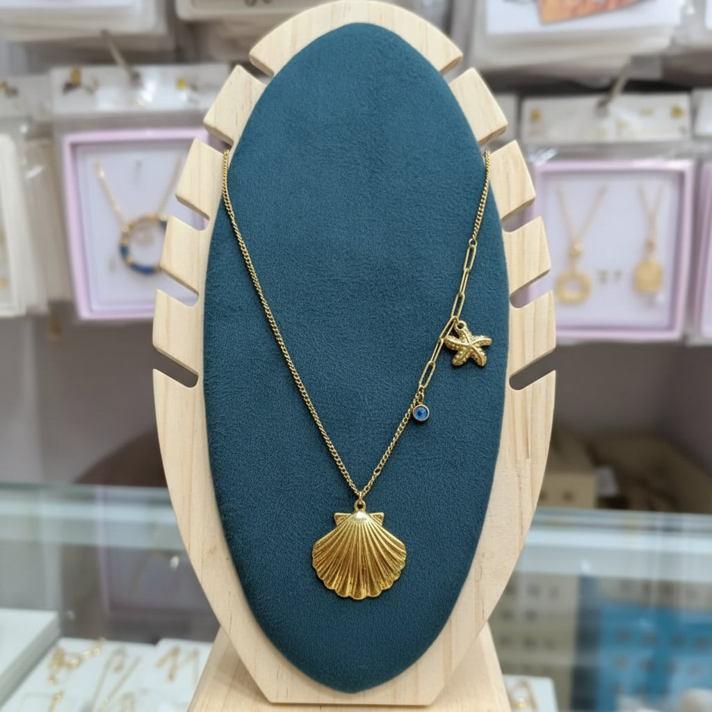 Stainless Steel  gold-tone coastal charm necklace - Each