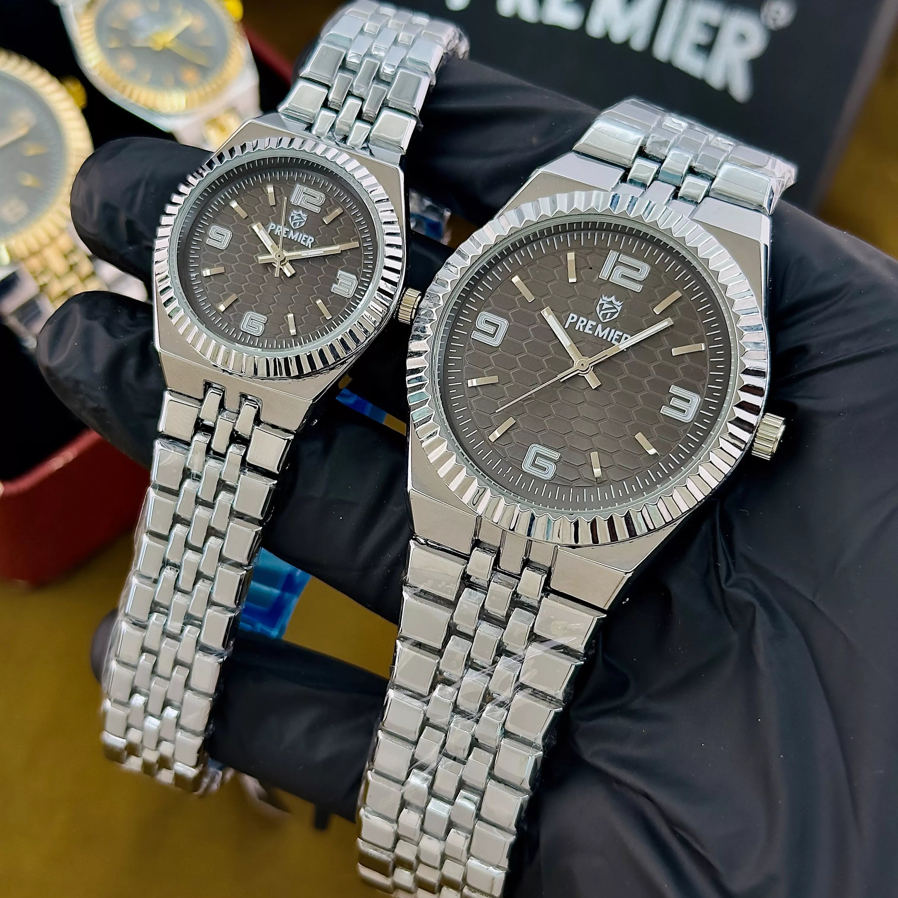 PREMIER Couple Watch Set – Latest Model with Brass Case & Chain