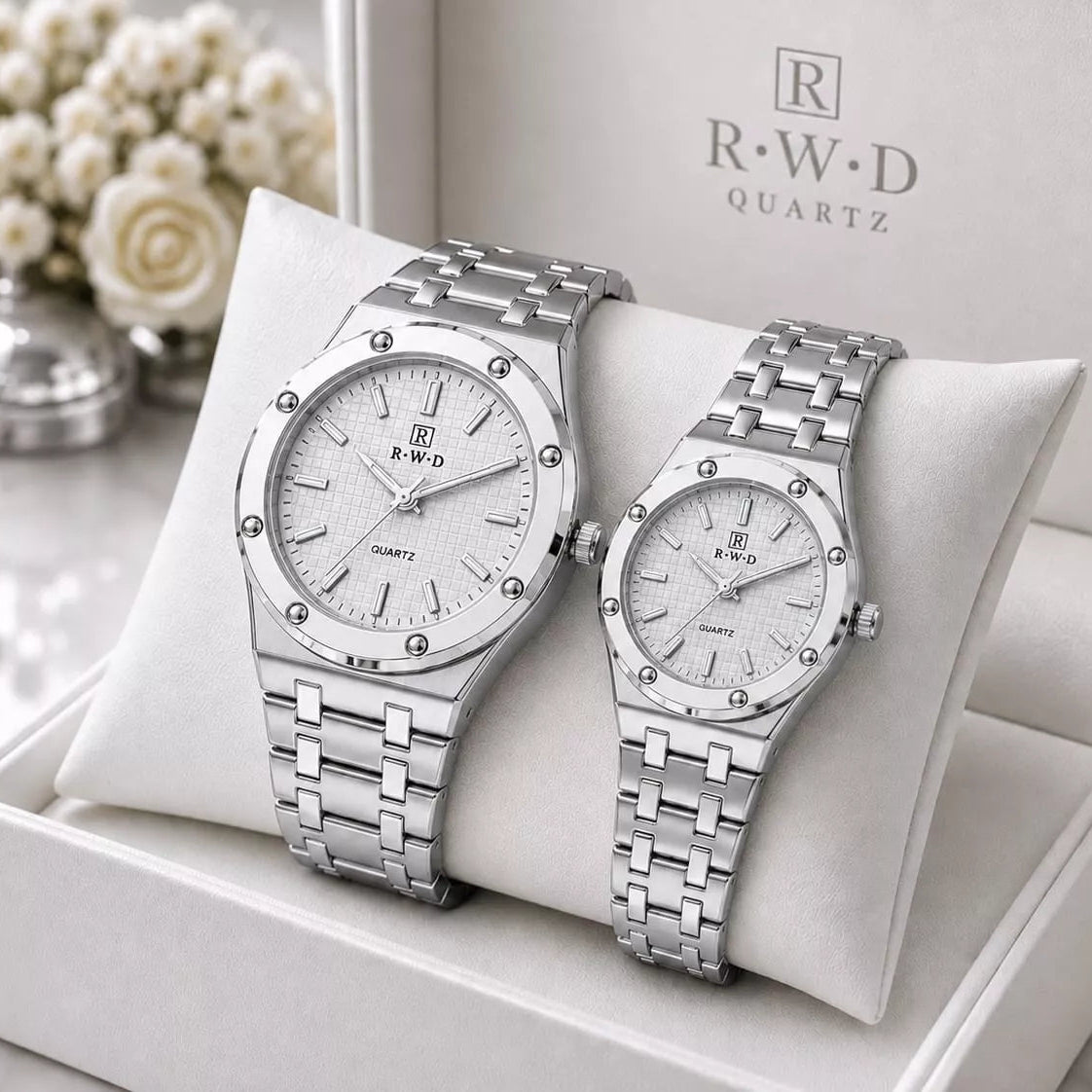 R•W•D Quartz Ladies and Gents Couple Watch Set - WITH NORMAL BOX