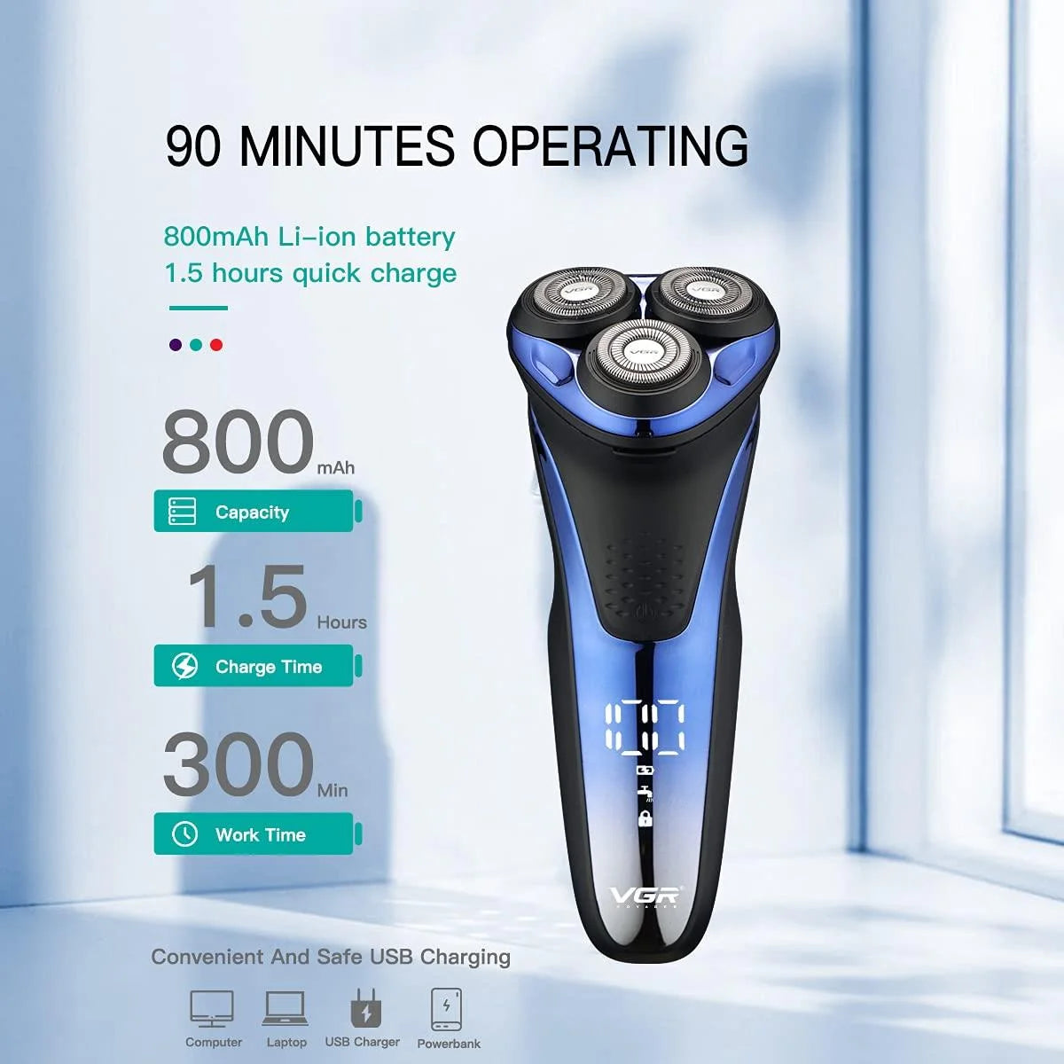 VGR V-306 Wet & Dry 3 Head Electric Shaver