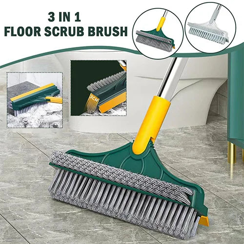 2 in 1 Cleaning Brush Floor Scrub Broom Wiper Scraper Rotatable Tool Long