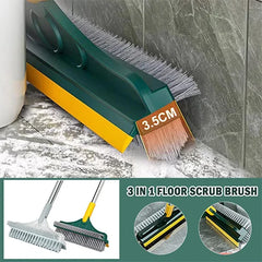 2 in 1 Cleaning Brush Floor Scrub Broom Wiper Scraper Rotatable Tool Long