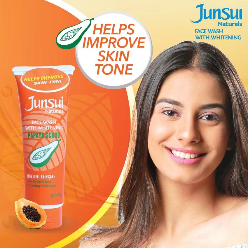 Junsui Face Wash with Whitening Papaya Scrub - 100g