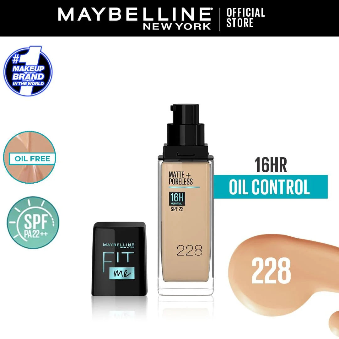 Original Maybelline New Fit Me Matte + Poreless Liquid Foundation Spf 22 30ml