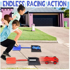 Toy Car Launchers and Air Powered Cars with Ramp and Finish Line