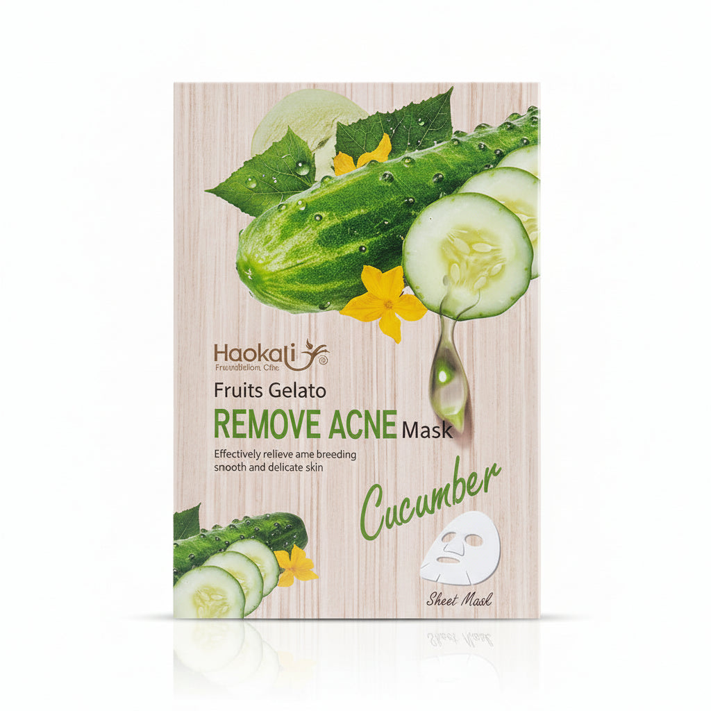 Haokali Fruits Gelato Remove Acne Cucumber Sheet Mask - 10 PCS