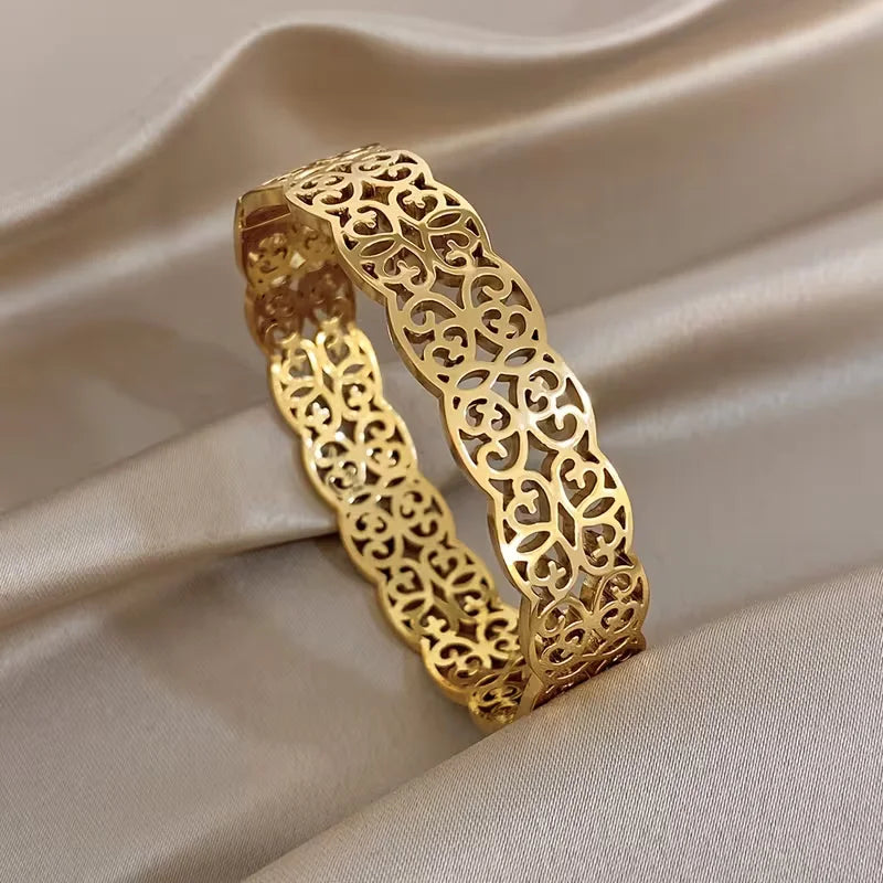 Stainless Steel Ornate Filigree Bangle - Each