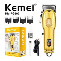 Kemei KM-802 Metal Engraving Hair Clipper with LED Display for Men