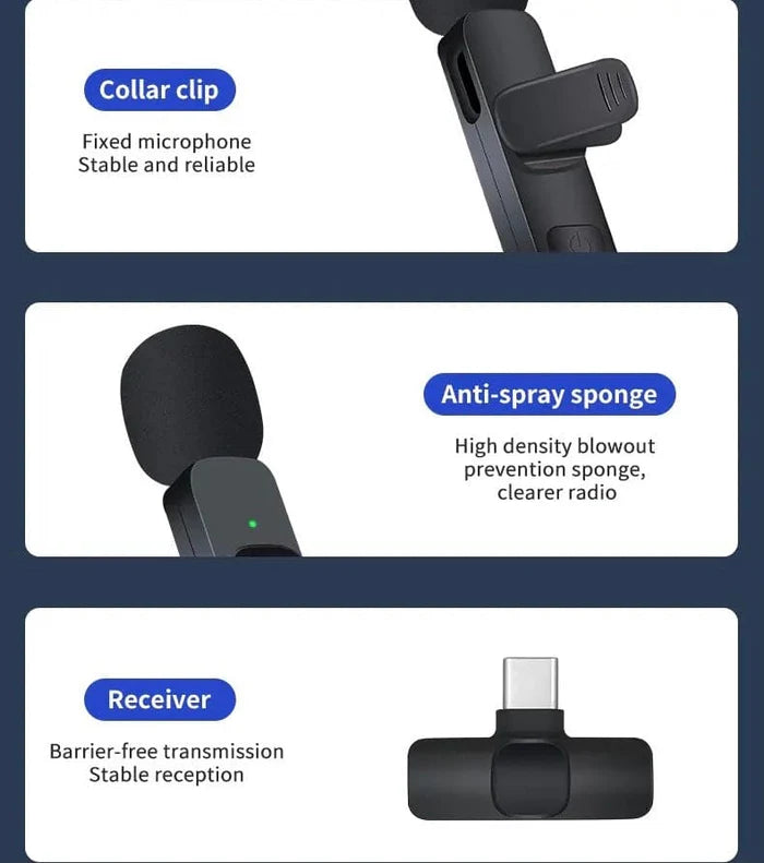 Portable Wireless Mic - Wireless Lavalier Microphone