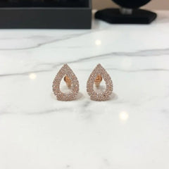 Rose Gold Plated Pavé Crystal Teardrop Stud Earring