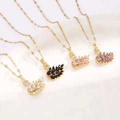 Crystal Pave Swan Pendant Chain Necklace