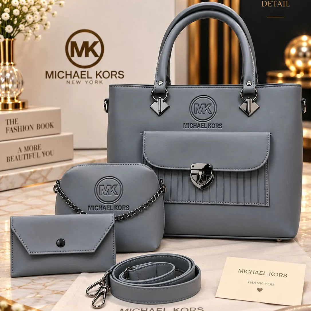 Michael Kors Handbag Set with Crossbody Pouch and Wallet - 3 Piece
