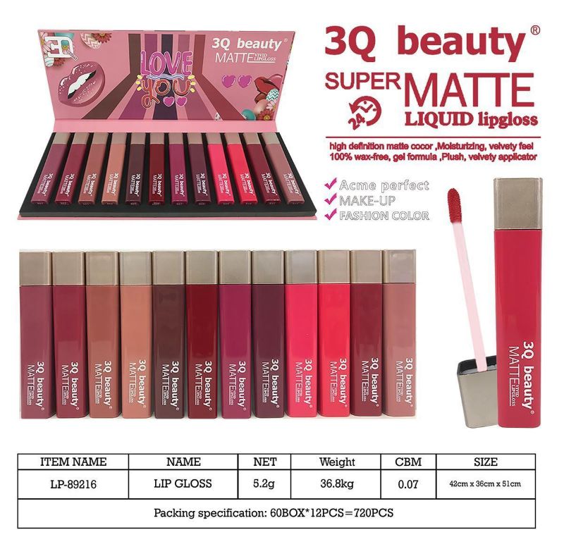 3Q Beauty Matte Lipgloss Long Lasting Set of 12