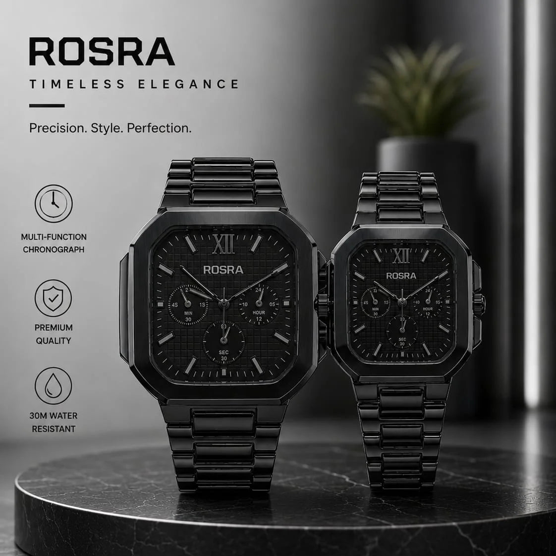 Rosra Timeless Elegance Chronograph Watch Set