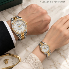 ROLEX Stone Bezel Couple Watch Set