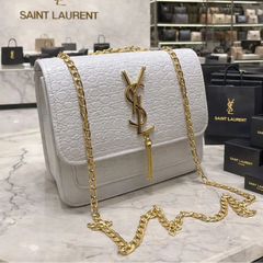 YSL Croc Embossed Chain Shoulder Bag