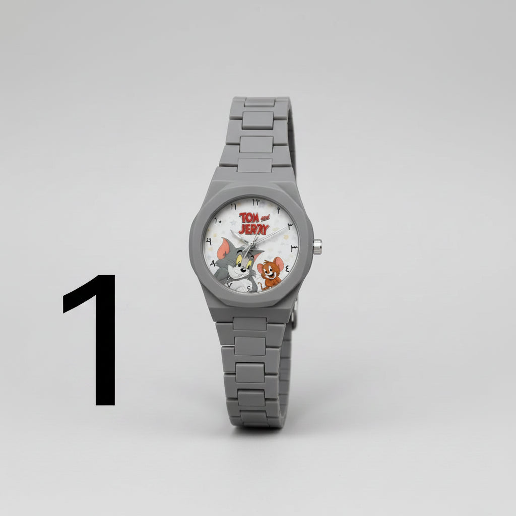 Tom and Jerry Grey Silicone Strap Kids Watch