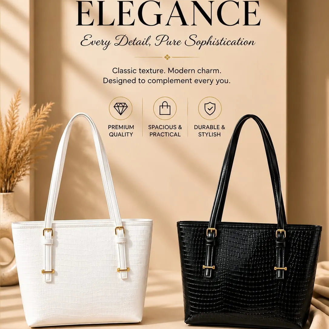 Timeless Elegance Croc Pattern Tote Shoulder Bag
