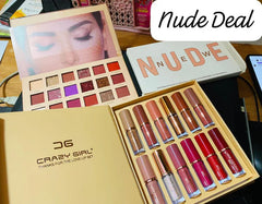 2 In 1 Nude Deal 12 Pcs Matte Lipgloss Set + Nude Palette 18 Colors