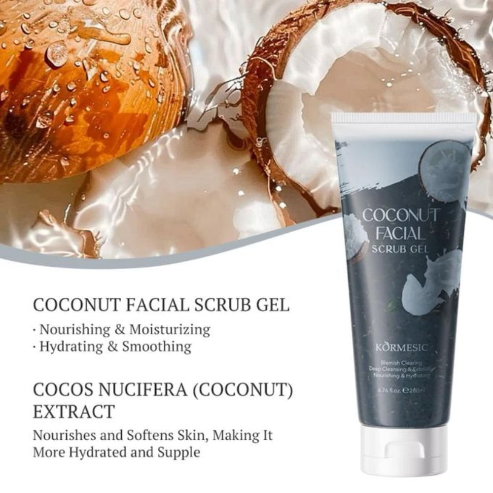 KORMESIC Coconut Facial Scrub Gel – Nourishing & Deep Cleansing Face Scrub - 200ml