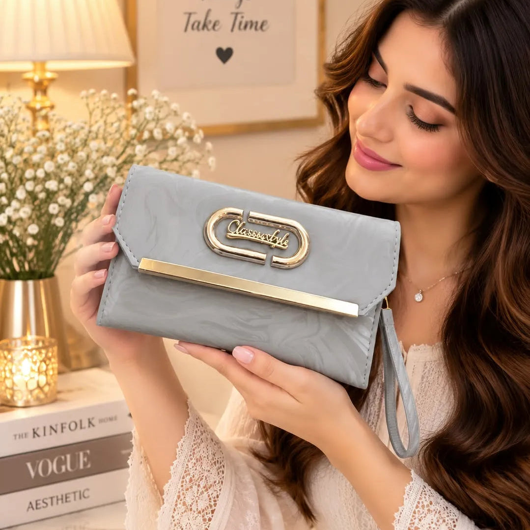 Classy Style Marble Print Envelope Clutch Bag