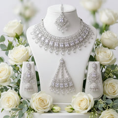 Silver Rhodium Plated Cubic Zirconia Bridal Jewelry Set