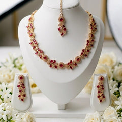 Elegant  Cubic Zirconia Leaf Design Jewelry Set