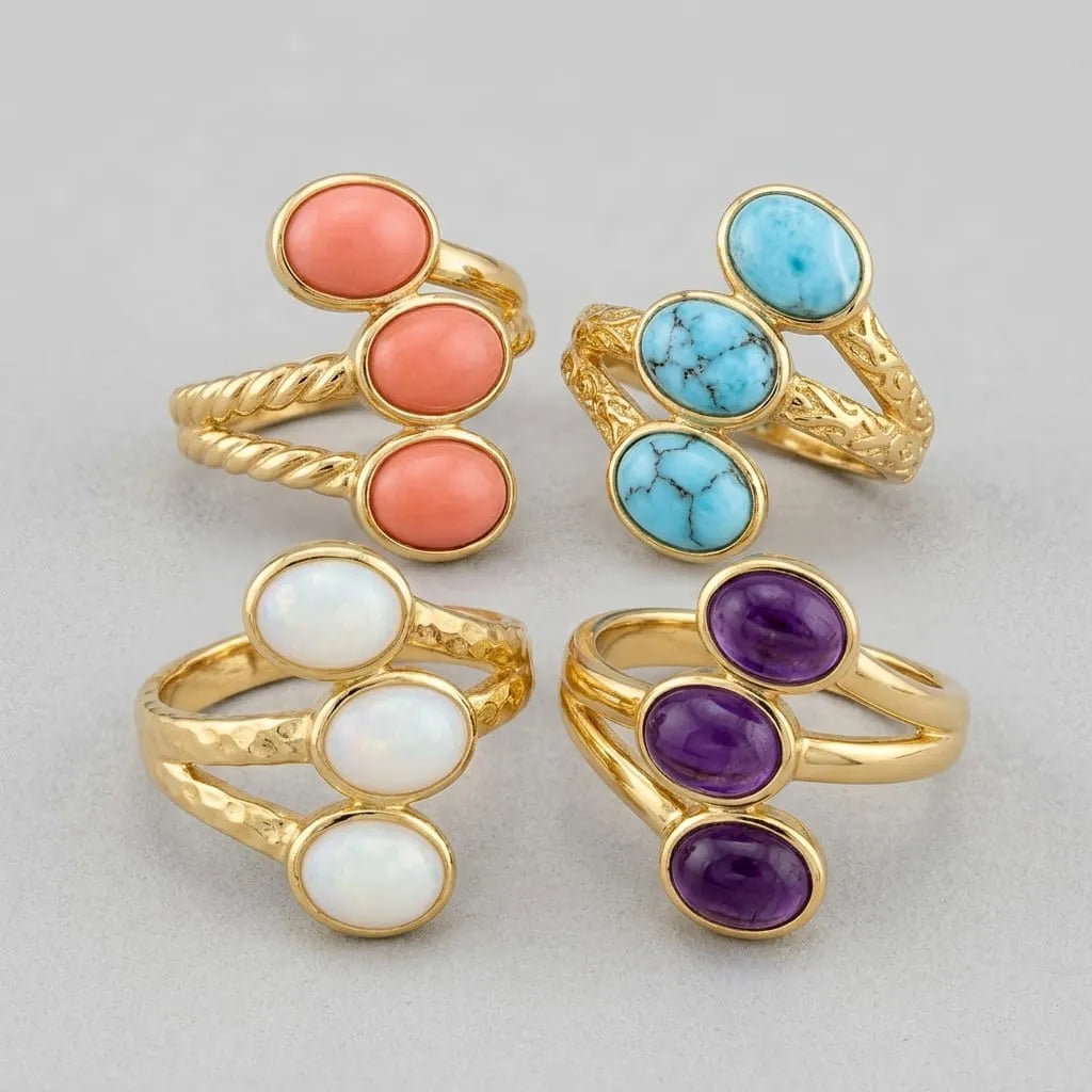 Triple Oval Stone Open Ring